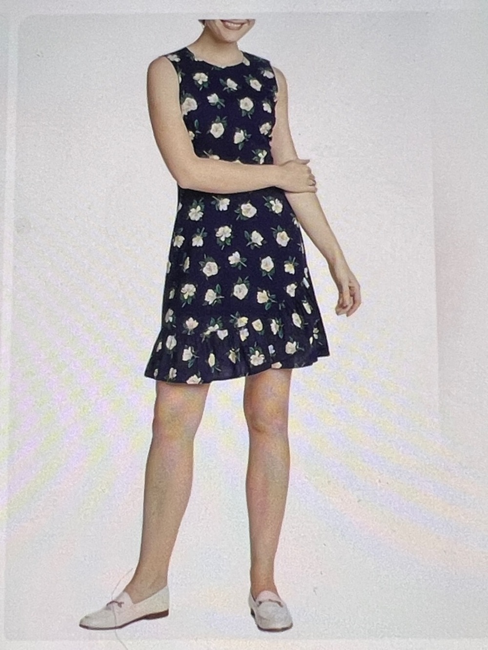 Navy Floral Sleeveless Dress